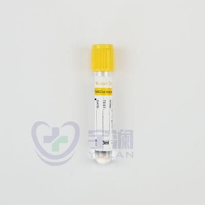 Disposable Pet Vacuum Blood Collection Tube Yellow Cap Gel Clot Activator Tube