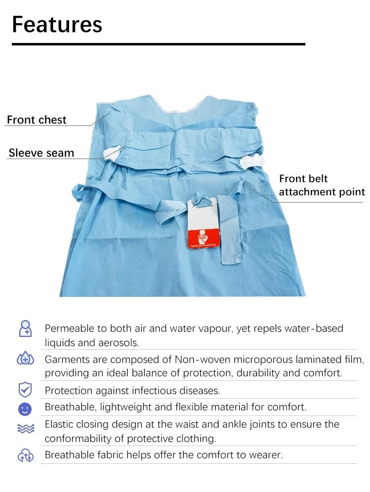 High Quality AAMI Level 3 Surgeon Gown Surgical Medical Doctor Gowns Sterile Spun Lace Surgical Gown for Hospital