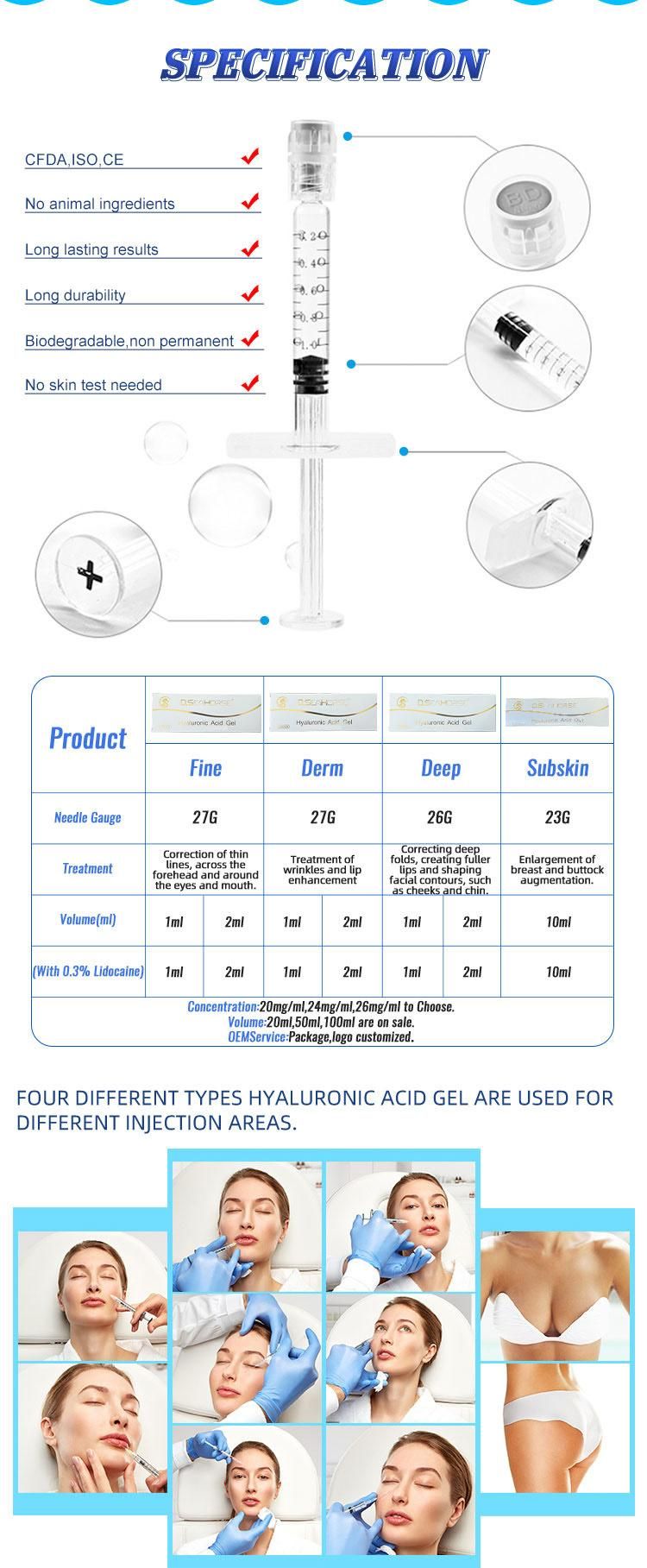 Injection Hyaluronic Acid Cross-Linked Dermal Crosslinked Filler