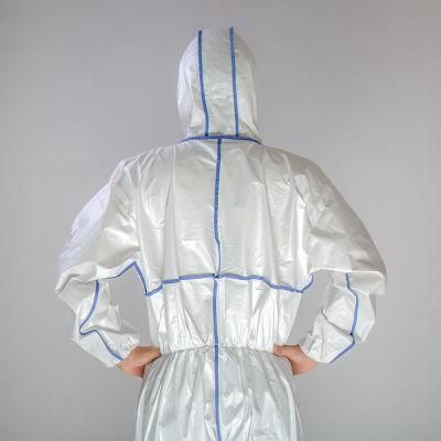 Low Price PPE-Plus Laboratory/Safety/Work Protective Coverall Isolation Gown Long Sleeves Protective Clothing in White List
