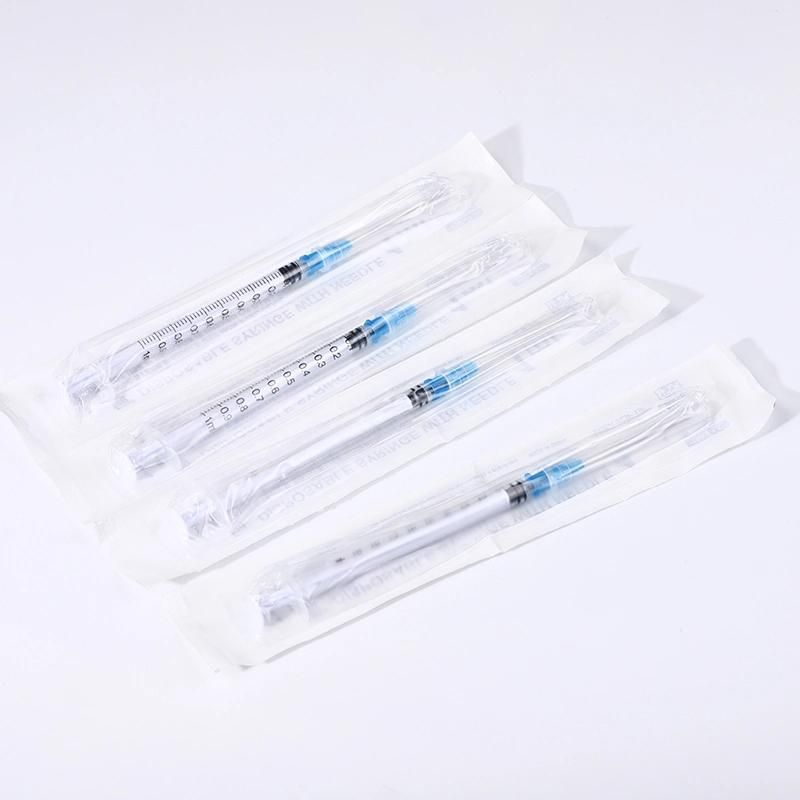 Disposable Medical Luer Slip 1ml Injection Syringe with Needle