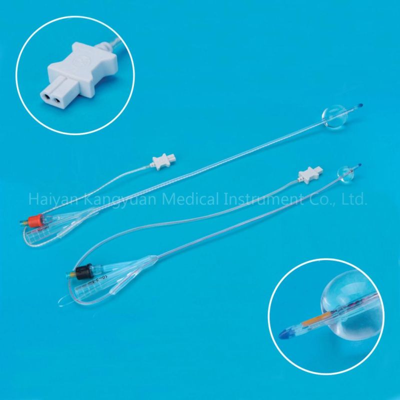 3 Way Silicone Foley Catheter with Temperature Sensor / Probe