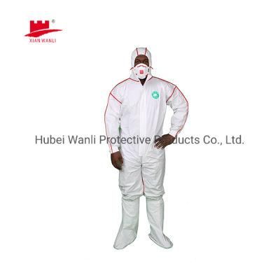 Disposable Hooded One-Piece Microporous Coverall with PVC Binding Seam
