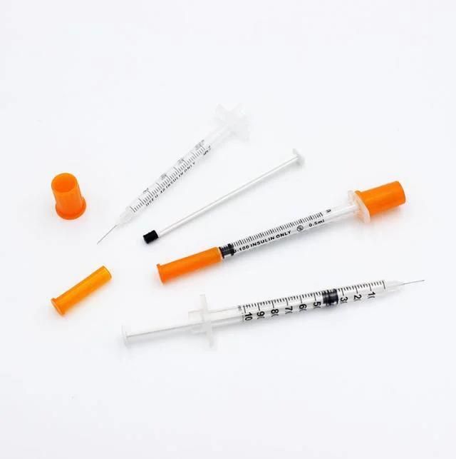 Sterile Disposable Insulin Medical Syringe with Fixed Needle Luer Slip Tip