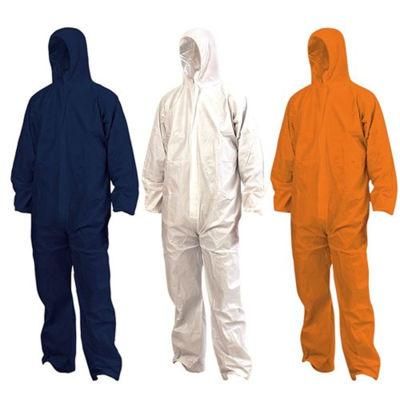 SMS Sf PE White Coverall Anti-Dust Protective Gown Isolation with Elastic Cuff Elastic Cuff