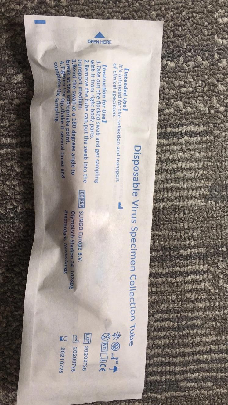 My-L011e Medical Consumables Nasal Saliva Swab Specimen Collect Kit Disposable Sample Collection Tube