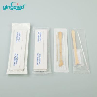 Disposable Sterile Pap Smear Test Kit for Gynecological Test Cotton Stick Cervical Brush Wooden Cervical Scraper