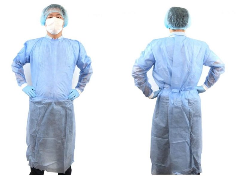 Non Woven Disposable Knit Cuff Waterproof Hospital Medical Isolation Gowns