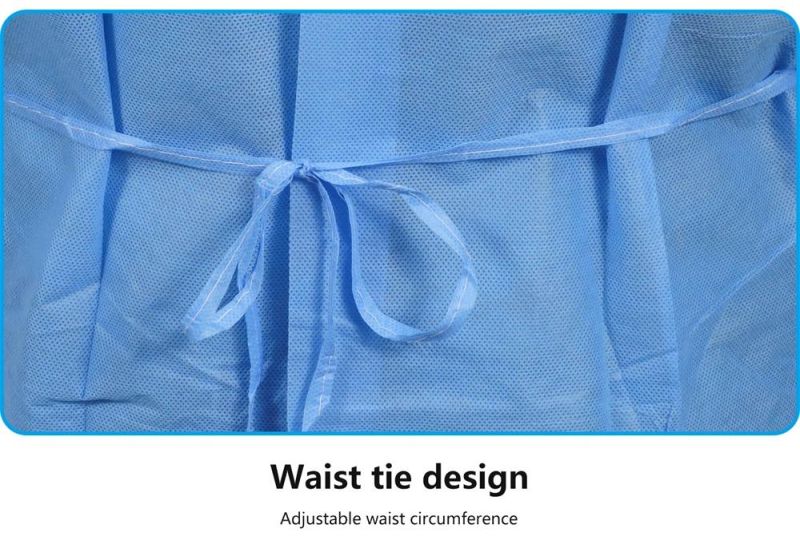 High Quality Disposable Isolation Gown Non-Woven SMS Reinforced Isolation Gown with Knitted Cuff