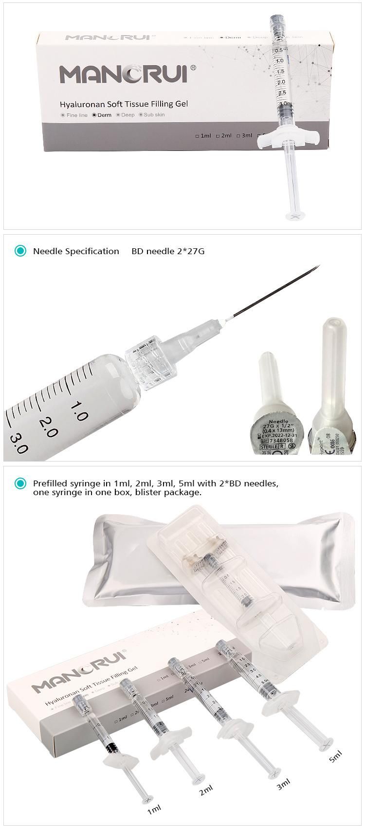 Derm 2ml Anti Wrinkles Ha Dermal Filler Lip Injection Hyaluronic Acid Filler
