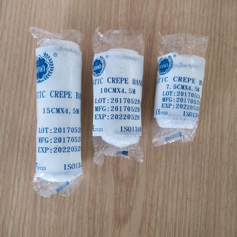 Disposable Medical Sterile Elastic Cotton Plain Crepe Spandex Bandage with Clip