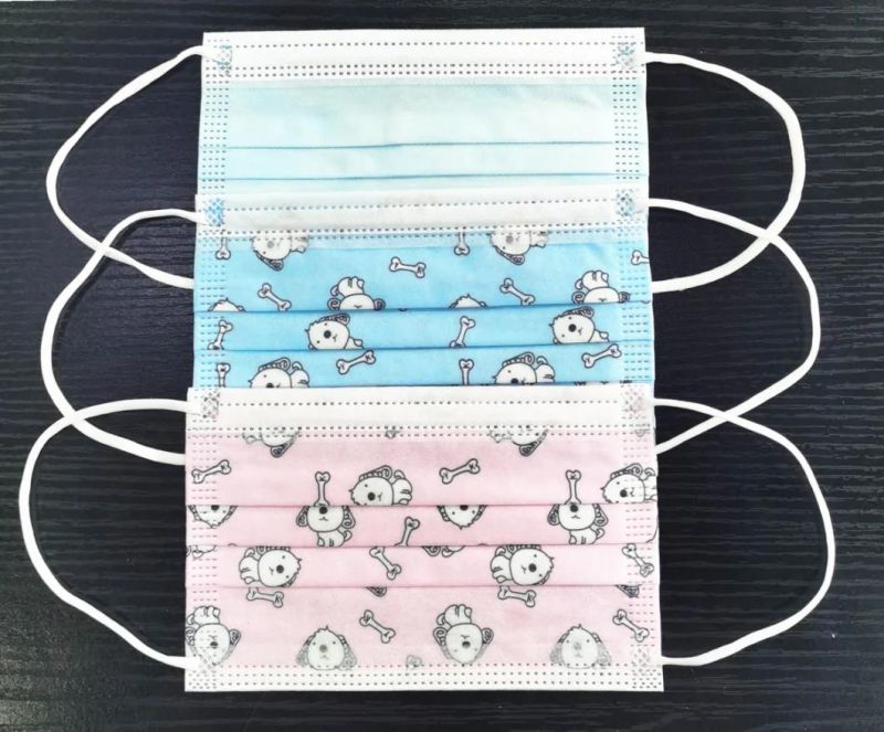 14.5*9cm 14.5*9.5cm 12.5*8cm Small Children Kid Flat Face Mask with Animal Printing Sterile Individual Pack
