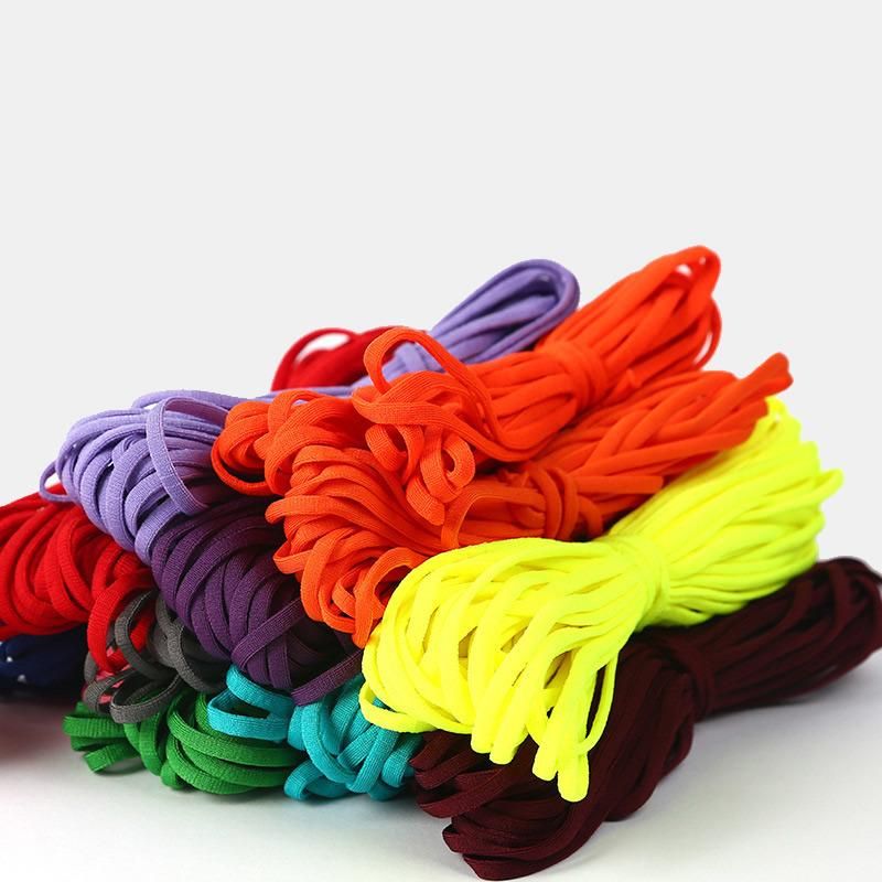 Factory Supply Color Earloop Round Flat 2.5mm 3mm 5mm 7mm Elastic Earloop for Face Mask
