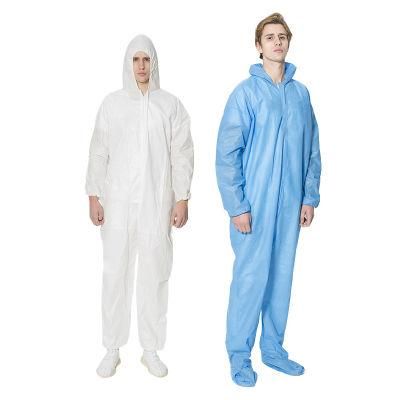 Type 5/6b Disposable White/Blue Sf Nonwoven Protective Clothing
