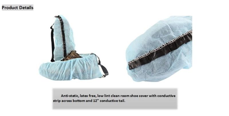 Disposable PP Non Woven Anti Static Shoes Cover Conductive Lace