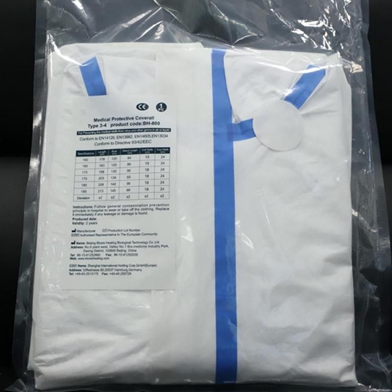 High Quality Ce FDA Protection Impervious Overall Safety Suit Protective Clothing Waterproof Gown Disposable Coverall Isolation Gown