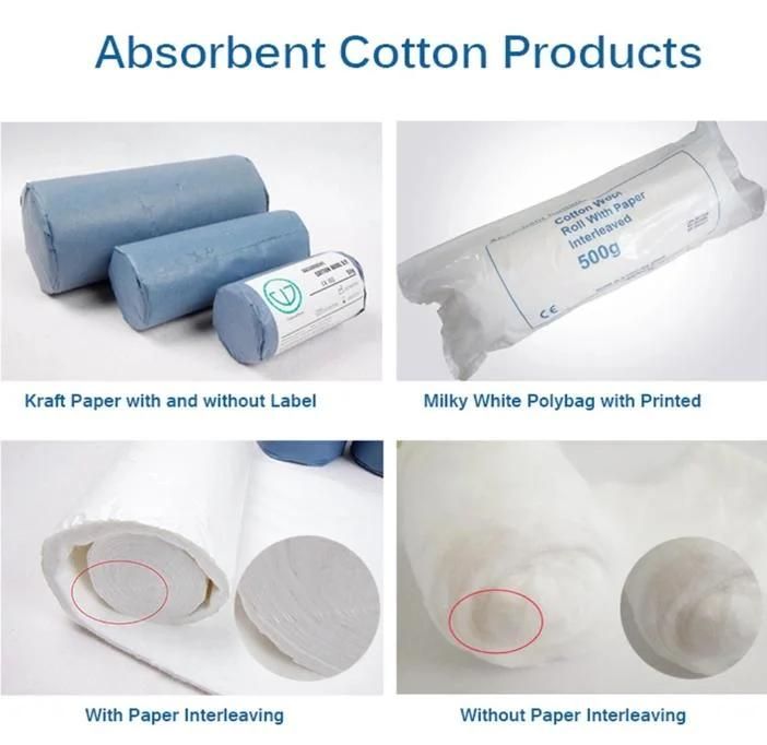 High Quality Absorbent Cotton Wool Roll White Absorbing Blood and Other Liquid