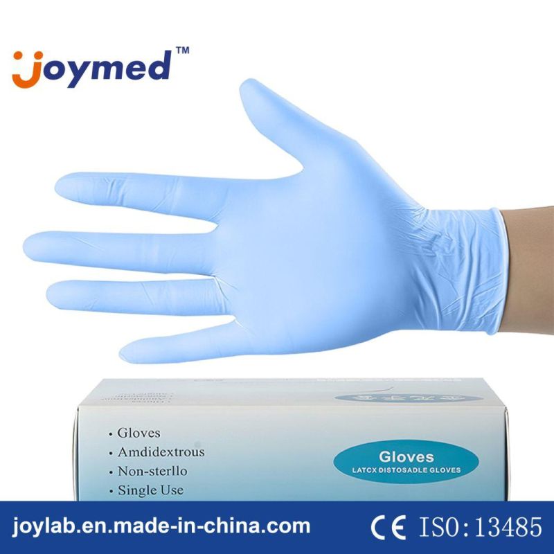 Wholesale Blue Rubber Examination Disposable Non Latex Powered Gloves