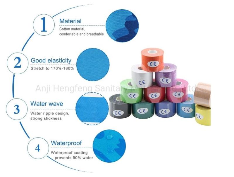 Mdr CE Approved Waterproof and Breathable Athletic Tape for Sports Protecting Muscles Kinesiology Tape