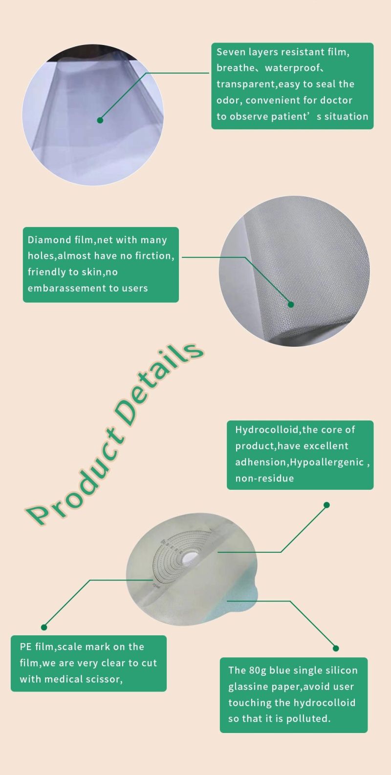 Material One Piece Closed Soft Comfortable High Quality Cover Medical Products Colostomy Bag Free Sample Wholesale Supplier Ostomy Prcie Stomy Colostomy