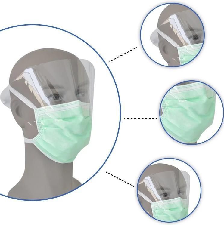 Plastic Face Shield Surgical Facemasks 3 Layers with Filter Tie-on