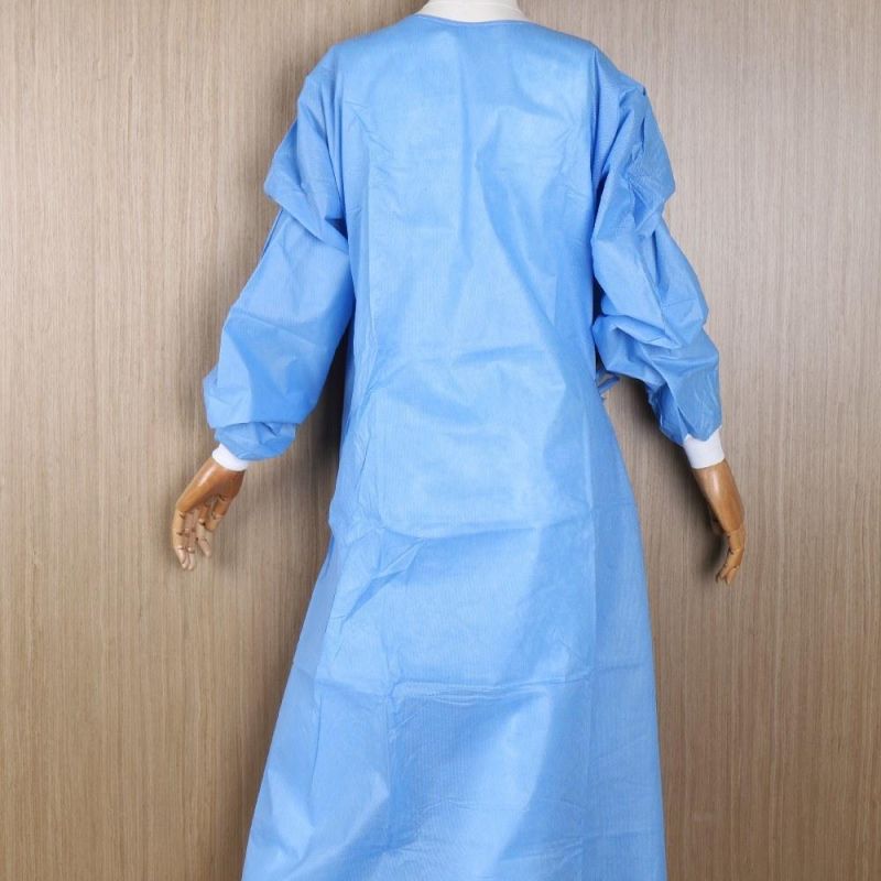 40G/M2 Knitted White Cuff Medical SMS Surgical Gown