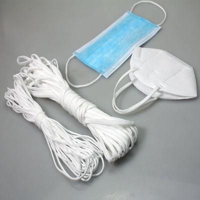 China Elastic Earloop 2.5mm 3mm 5mm 7mm Round Flat White Black Colorful Earloop for Face Mask