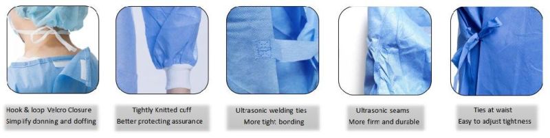 Surgery Grown Non Sterile AAMI Level 3 Gown Water Proof Surgical Medical Disposable Hospital SMS Isolation Gowns