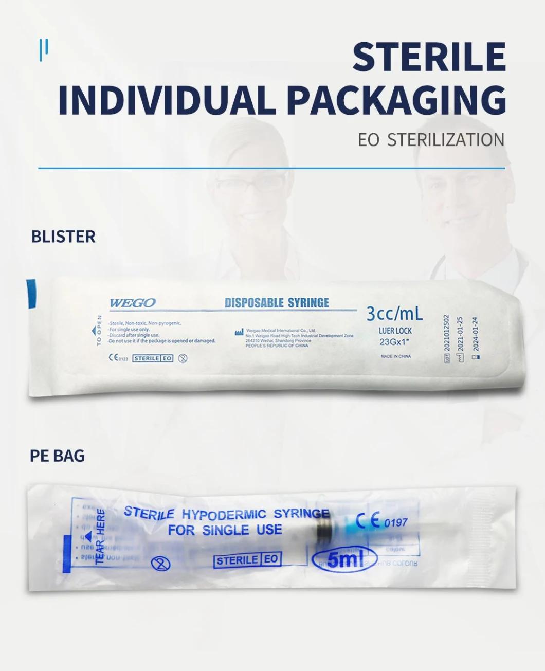 Wego Brand Sterile Hypodermic Syringes with Needle for Single Use