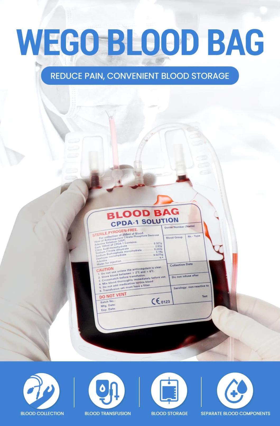 Disposable Single Blood Bag with Needle Protector/Collection Tube/Sampling Pouch