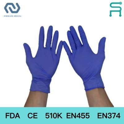 520K En455 Powder Free Nitrile Examination Gloves with Multicolor