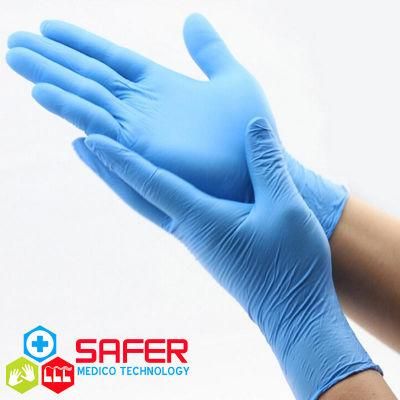 Blue Disposable Medical Nitrile Glove with Powder Free