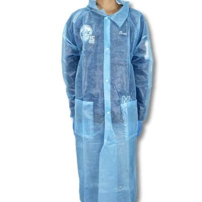 Economic Nonwoven White Lab Coat with Machine Stitched Hook&Loop