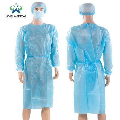 AAMI Level 2 SMS Non-Wove Disposable Protective Surgical Gown for Doctor/Surgeon/Patient/Visitor/Hospital with Knit Cuff
