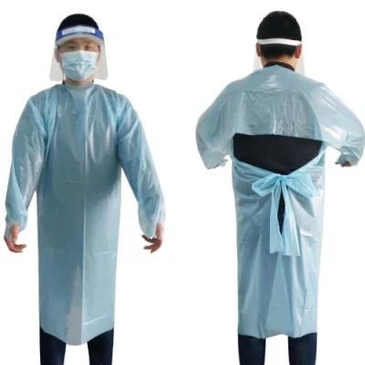 Nonwovn Waterproof Blue Anti-Static CPE Gown Coverall Surgical Gown CPE Impervious Gown with Loop