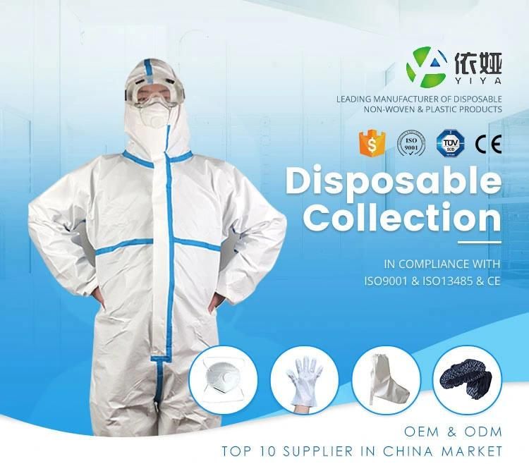 Disposable Microporous Coverall Waterproof Coverall Isolation Gowns with Hood Reflective Stripes Coverall
