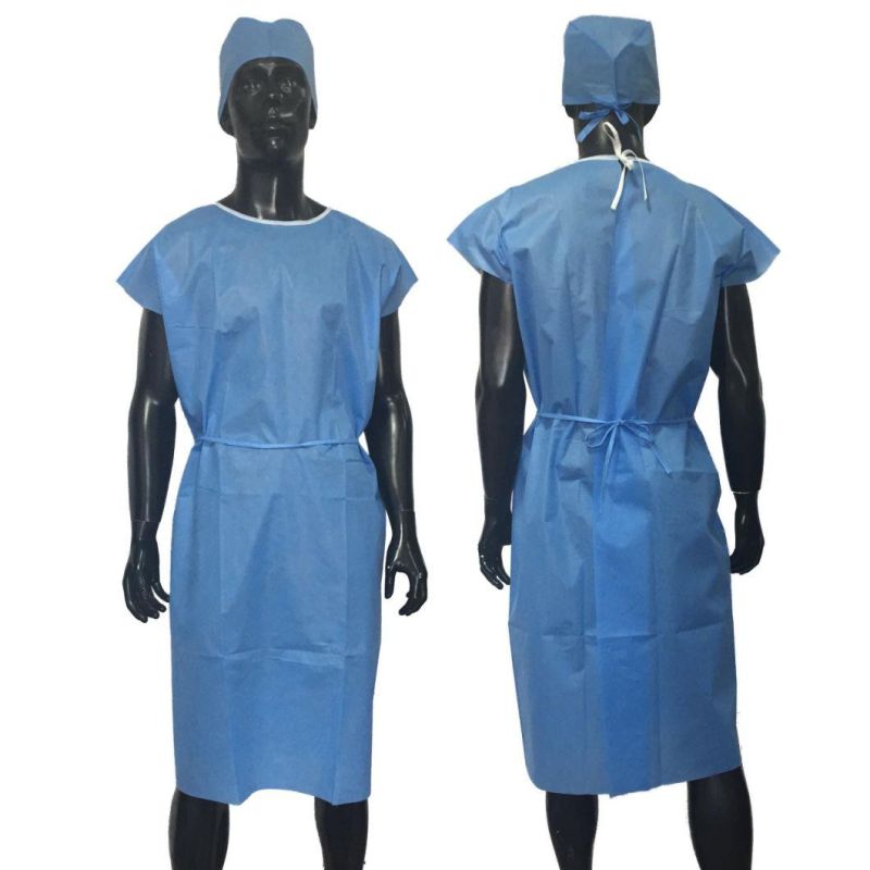 Disposable Dark Blue Hospital Patient Gown for X-ray Examination