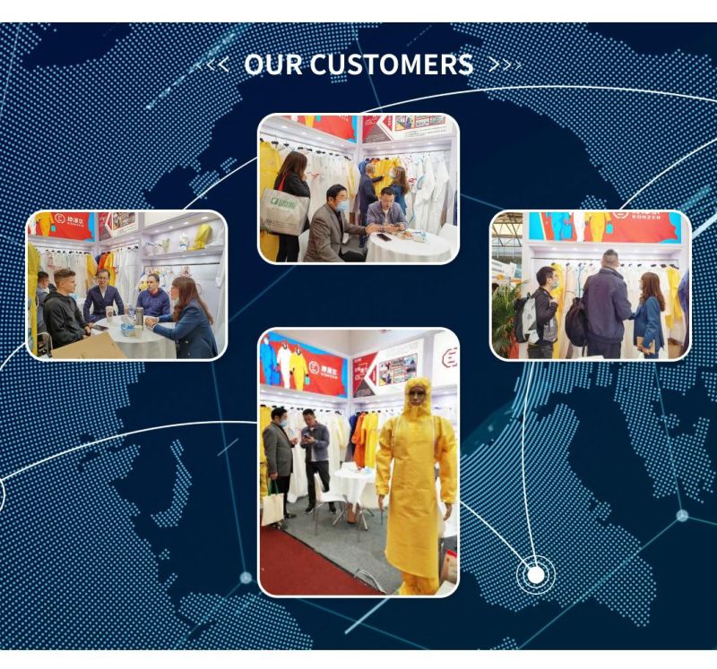 Non Woven SMS Spunbond and Breathable Film Overall Disposable Protective Clothings
