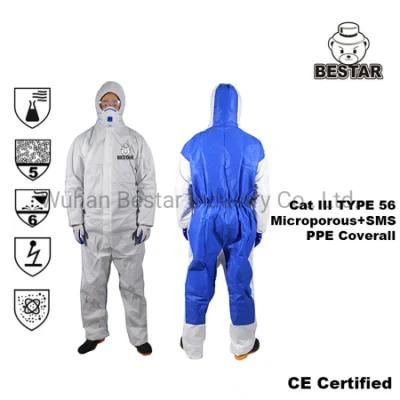 Paint Spraying Pharmaceutical Abestos Removal Use Type 56 Microporous + SMS Protective Coverall Suit