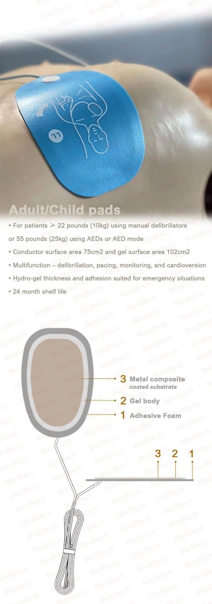 Medical Portable Aed Cardiac Defibrillator Pads with Amazing Price