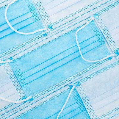 Blue 3 Ply Disposable Face Masks Elastic Earloop Type Mask
