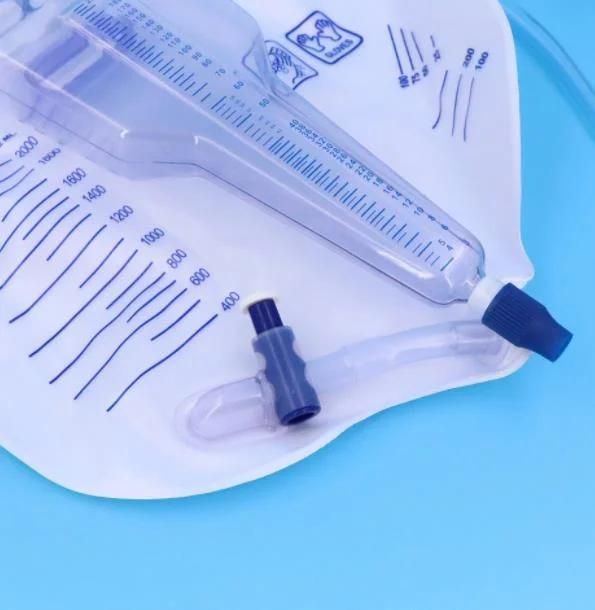 90cm Length Tube 2000ml Medical Grade PVC Adult T Outlet Bed/Urine Bag