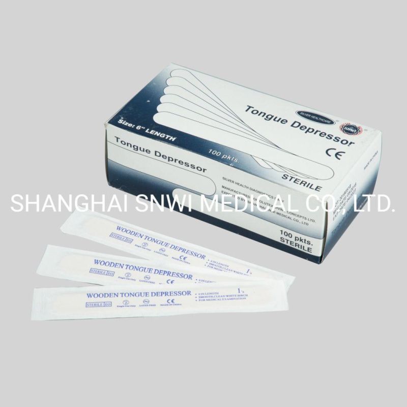 Sterilized Medical Disposable White Birch Wood Tongue Depressor Used in Hospital