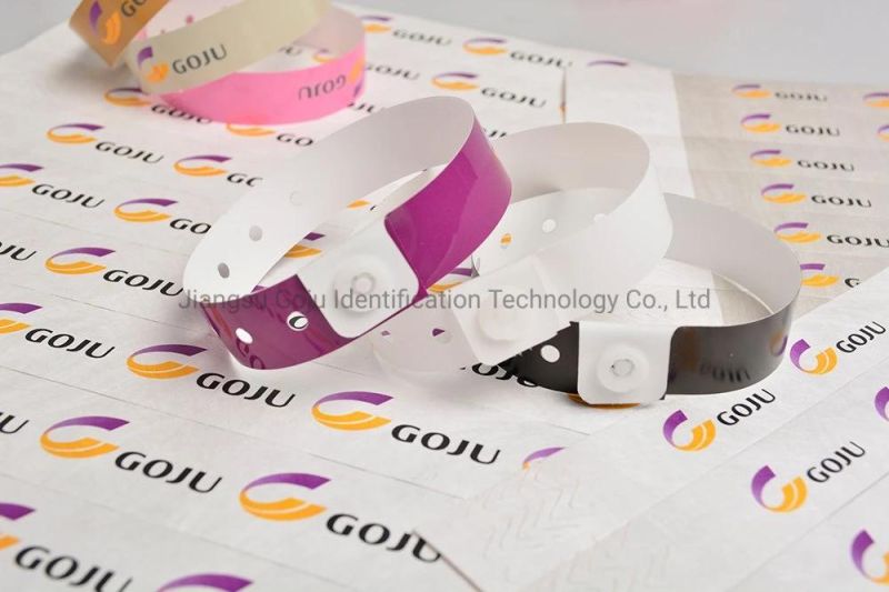Custom Design Waterproof Vinyl Festival Wristbands L Shape PVC Wrist Band for One Time Use