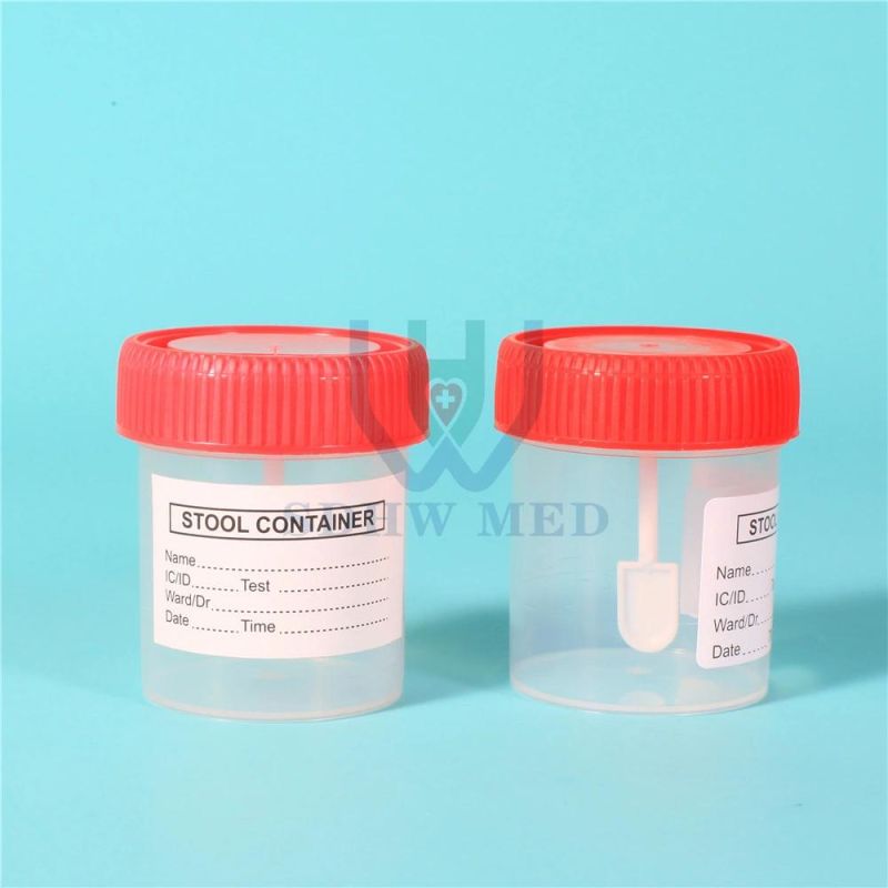 Disposable Plastic Specimen Cup Urine Collector Stool Container with Spoon 30ml
