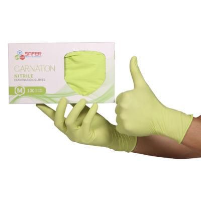 Wholesale Non Sterile Disposable Nitrile Exam Gloves Green Color 3.5gr