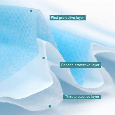 Disposable Non Woven 3ply Blue Earloop Medical Face Mask