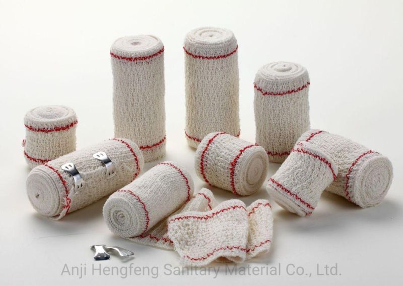 Anji Hengfeng Hf a-4 OEM Hot Sale Medical Elastic Red and blue Line Crepe Bandage Vendaje ELá Stico De Crepé