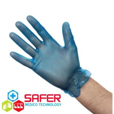Safer Medical Grade Disposable Blue Powder Free Vinyl Examiantion Gloves