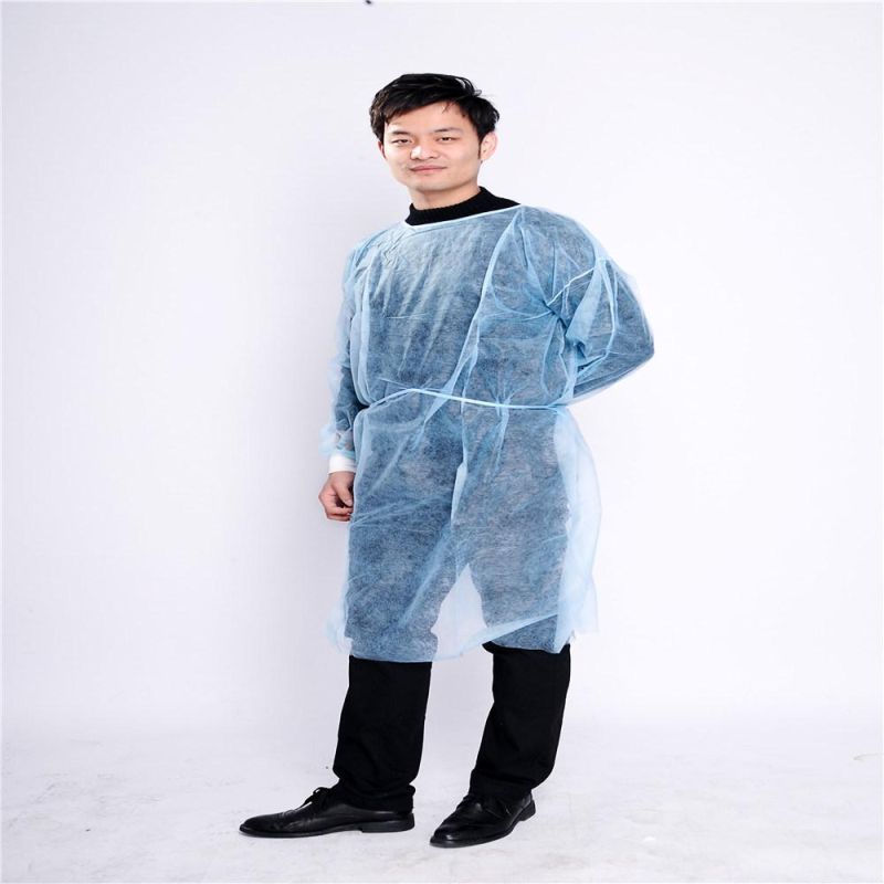 50-Pack Disposable Isolation Gown, FDA Registered, CE Certified Level 2 PP & PE 40g, Fully Closed Double Tie Back, Knitted Cuffs, Fluid Resistant, Unisex